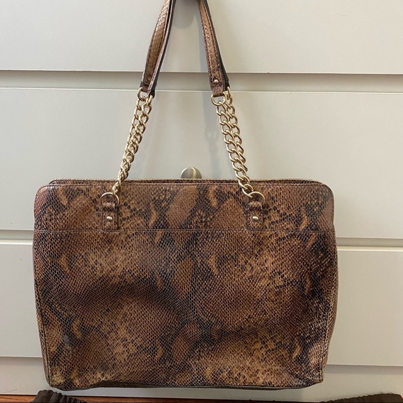 Authentic Kate Spade designer faux snake skin shoulder bag purse - Picture 3 of 11